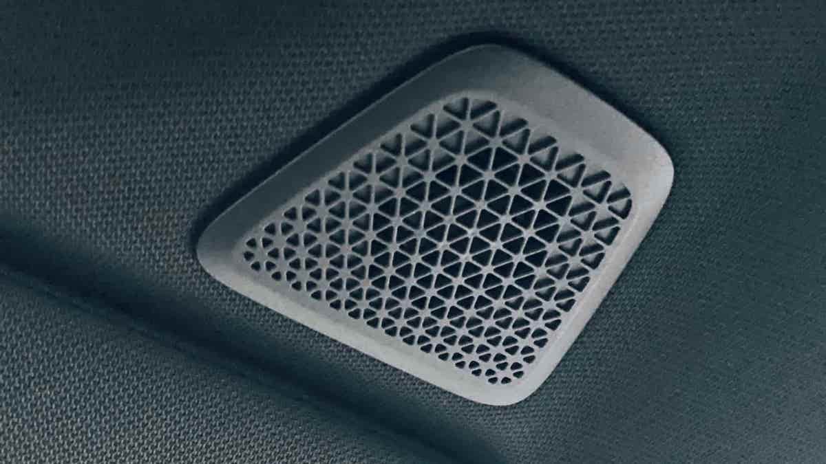 5-cm 3D speakers in the headliner of the BMW iX