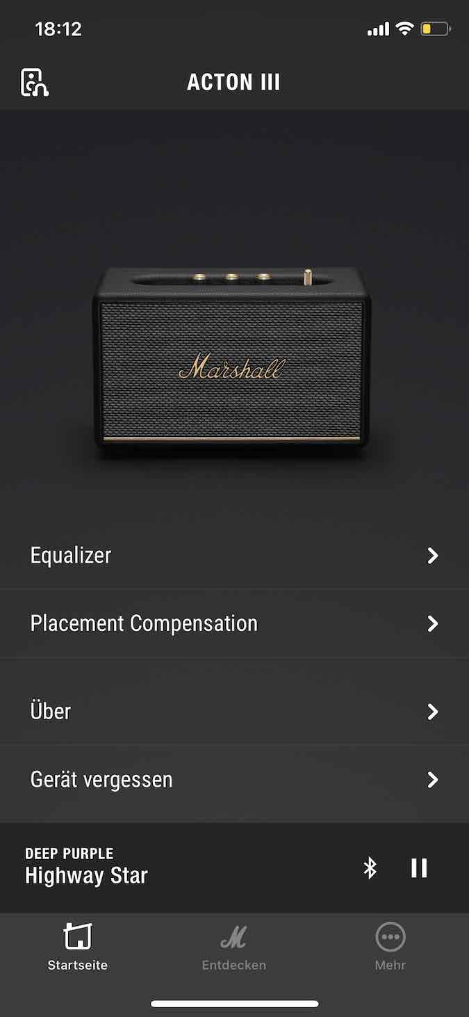 Marshall Bluetooth App in practice test with Acton 3