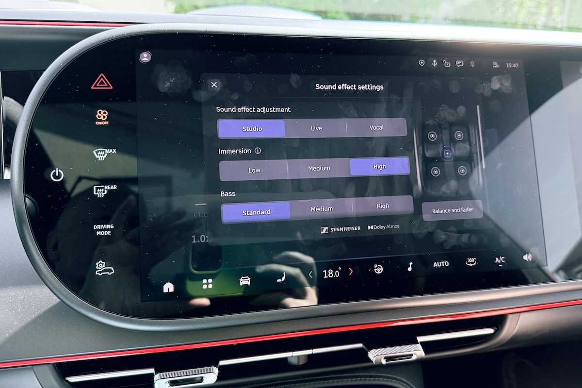 Smart #5 BRABUS with Sennheiser Signature Sound System – Sound settings menu on the main screen