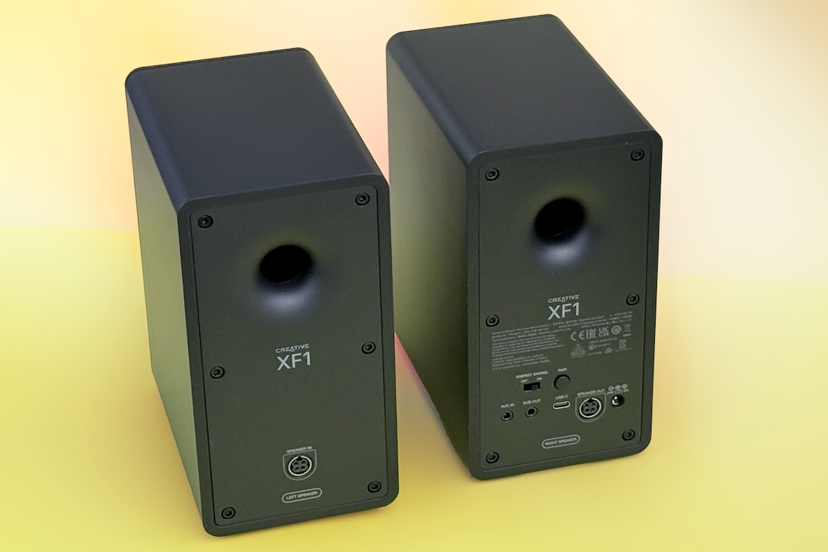 Creative XF1 speaker pair, viewed from the back