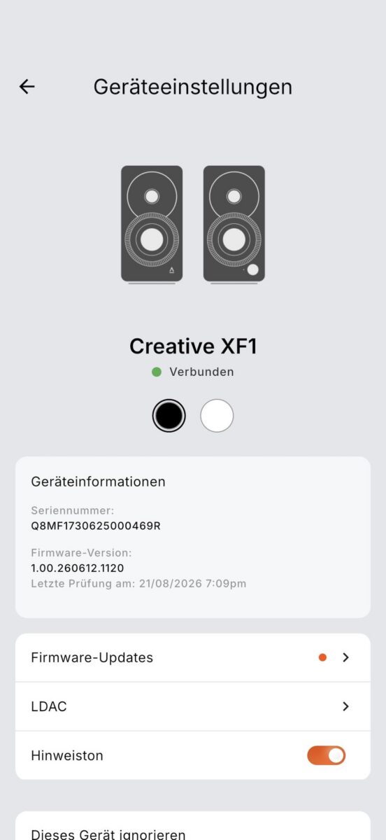 Creative Nexus App with Creative XF1 – Screenshot 2