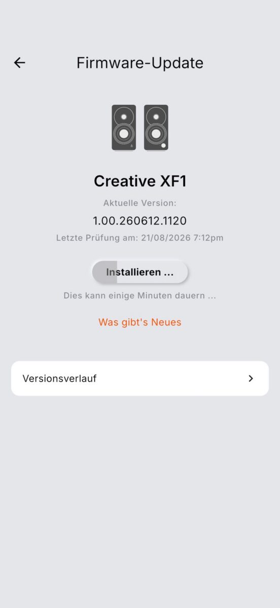 Creative Nexus App with Creative XF1 – Screenshot